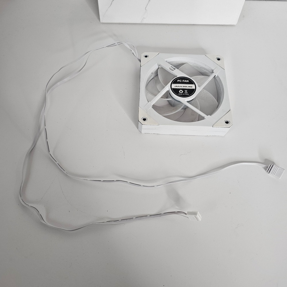 JAZZCOOLING PC Computer‎ Fan White 120mm LED Lighting with Cables WORKS